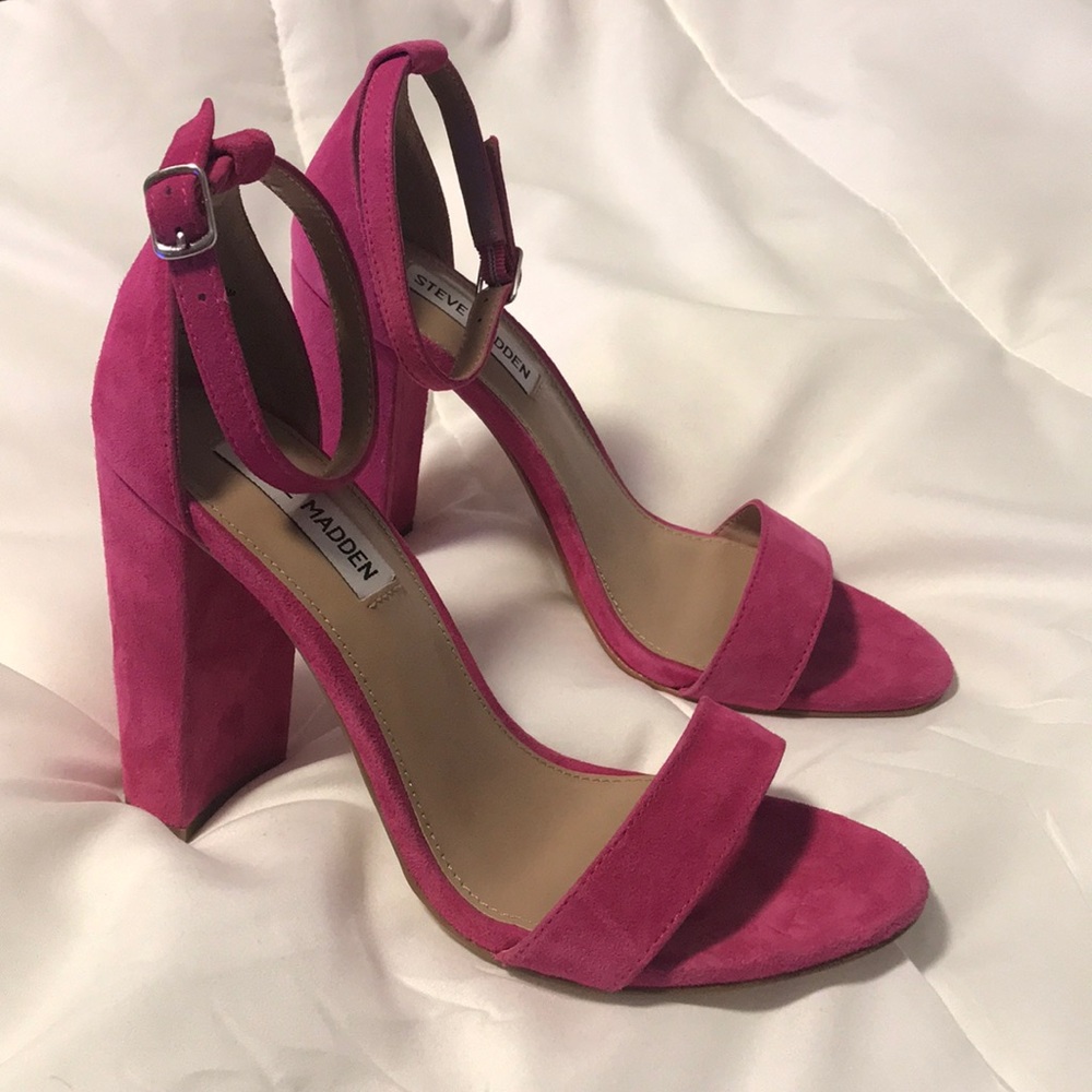 STEVE MADDEN Hot Pink Suede Block Heel (Carrson)